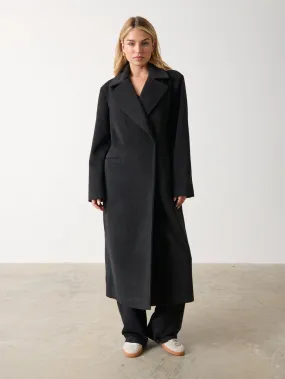 Ezra Boxy Collared Coat - Charcoal