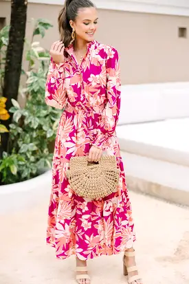 Fate: Get What You Love Magenta Pink Floral Maxi Dress