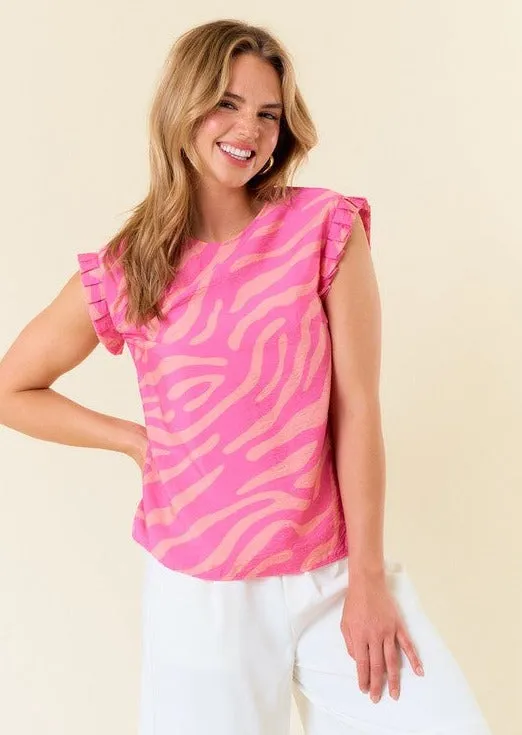 FINAL SALE - Pink Zebra Print Top