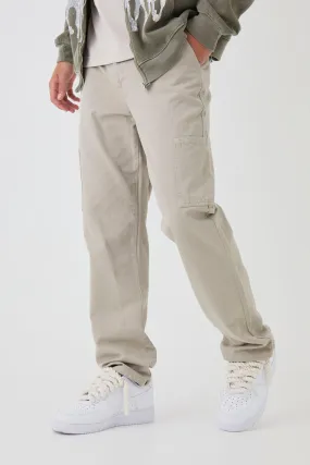 Fixed Waist Straight Chino Cargo Trousers