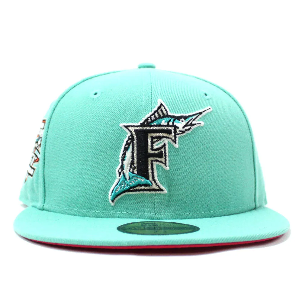 Florida Marlins 10th Anniversary New Era 59Fifty Fitted Hat (Glow in the Dark Clear Mint Beet Under brim)