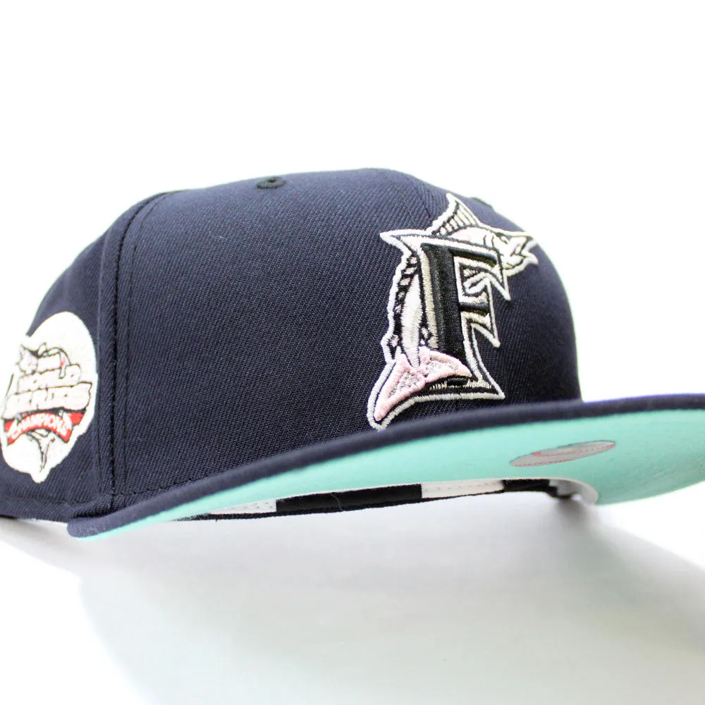 Florida Marlins 2003 World Series New Era 59Fifty Fitted Hat (Glow in the Dark Logo Navy Mint Under brim)