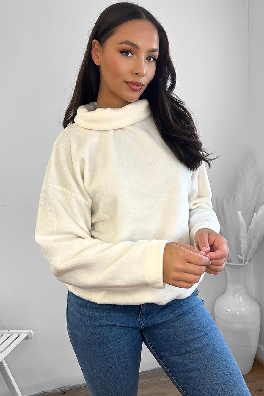 Fluffy Fleece Wide Neck Sweatshirt