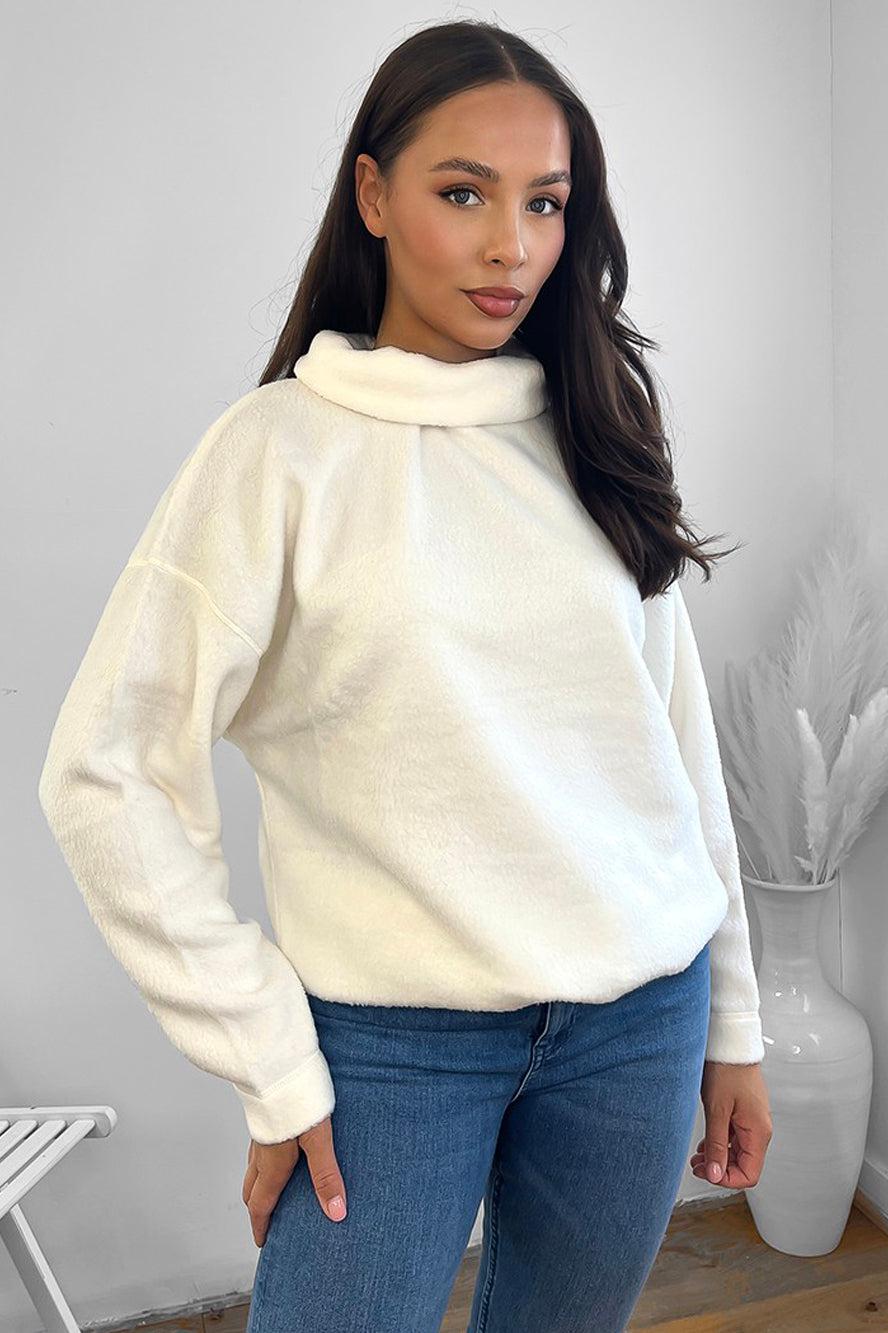 Fluffy Fleece Wide Neck Sweatshirt