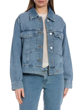 GANT JACKET CROPPED DENIM MID BLUE BROKEN IN