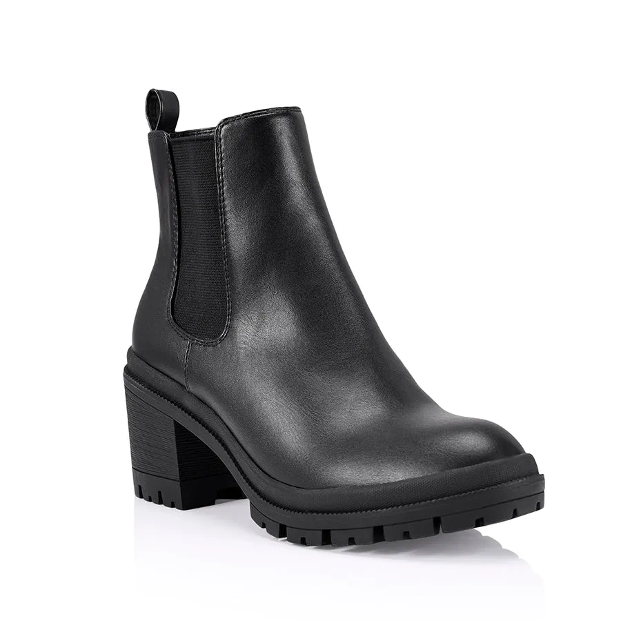 Georgia Chunky Combat Boots - Black Smooth