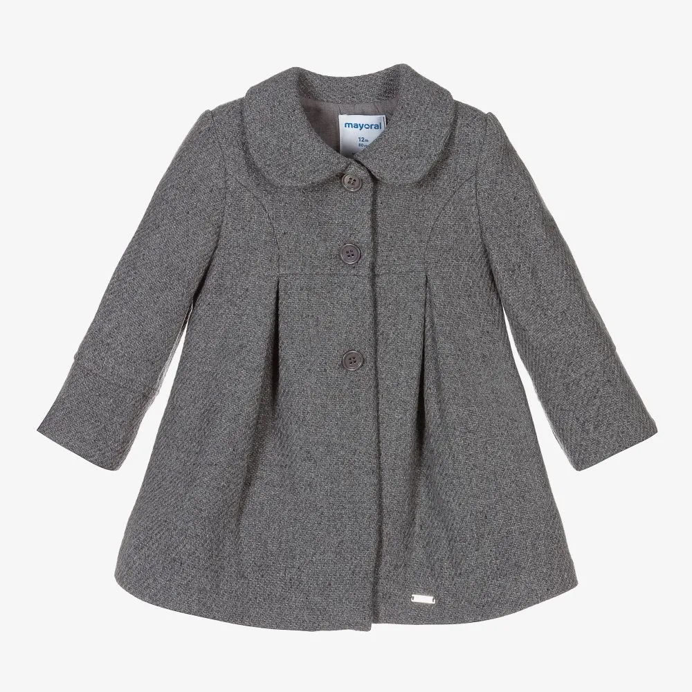 Girls Grey Wool Coat