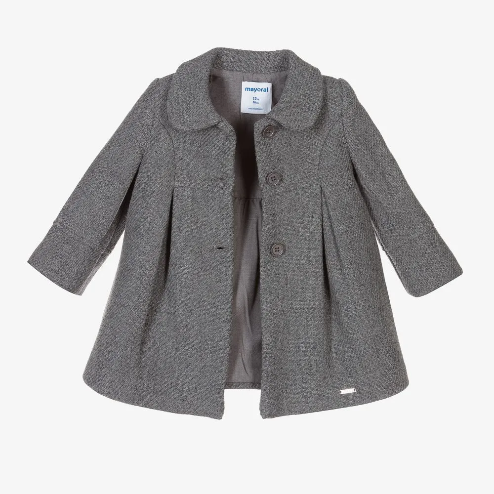 Girls Grey Wool Coat