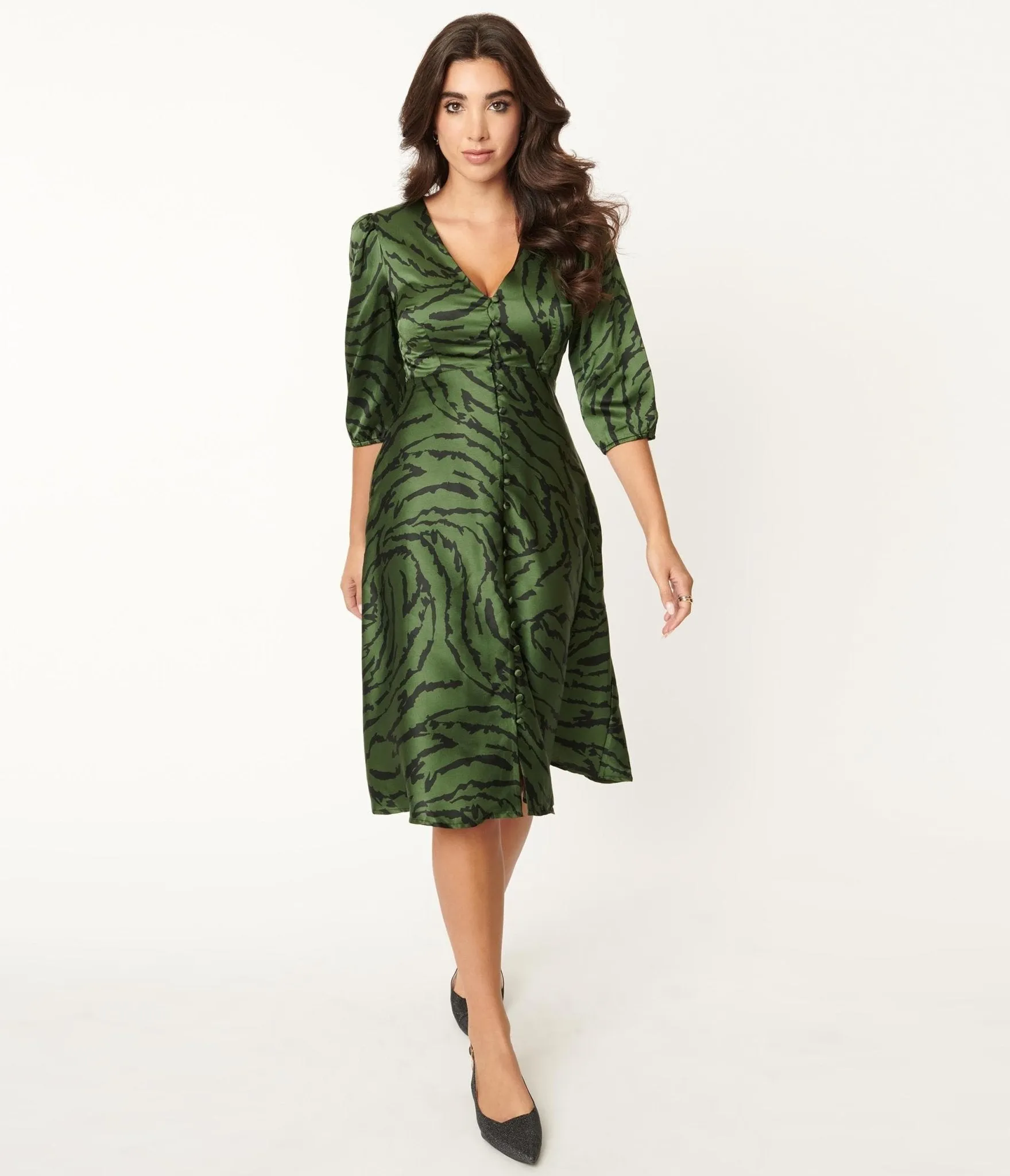 Green Zebra Print Kira Swing Dress