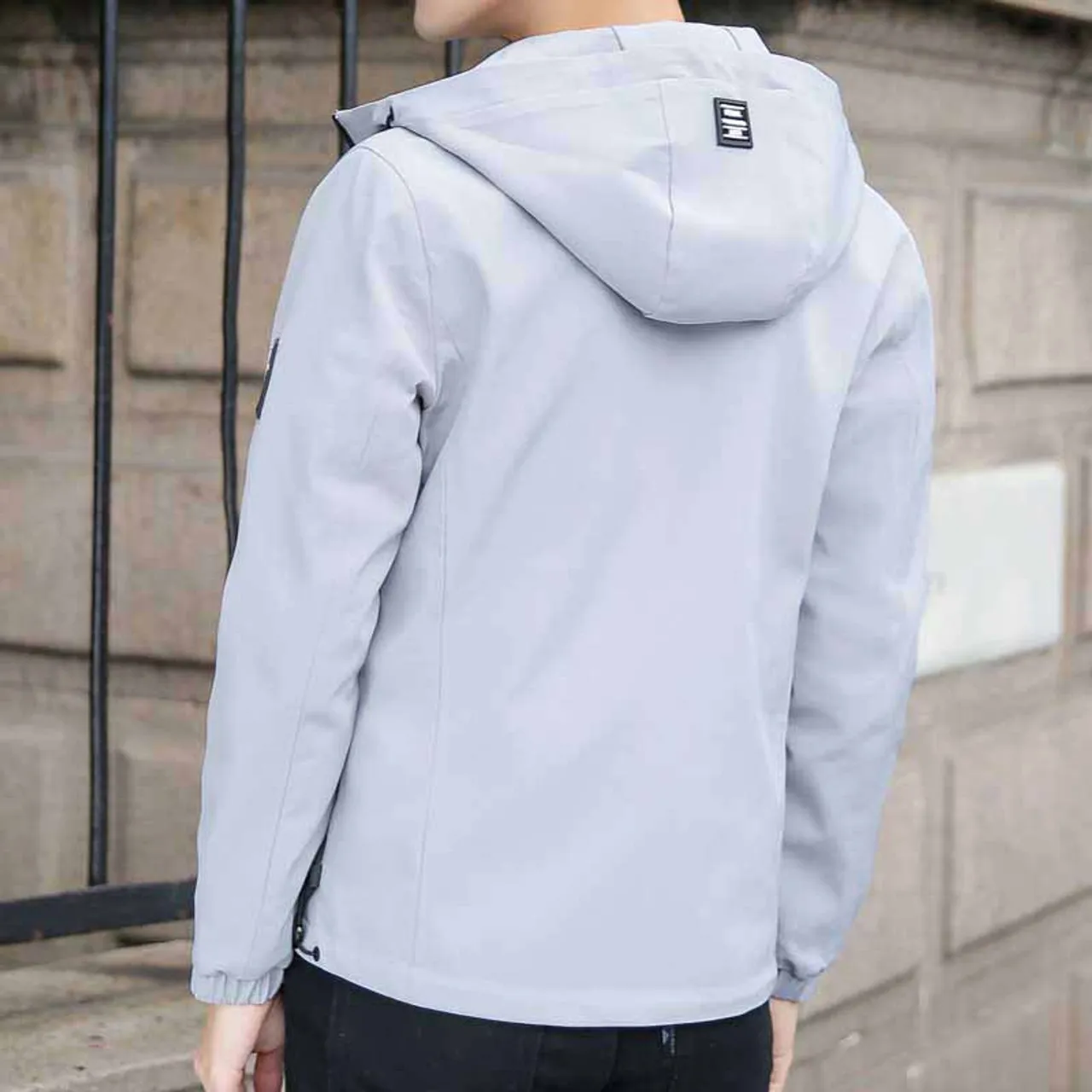 Grey label pattern long sleeve zip jacket hoodies