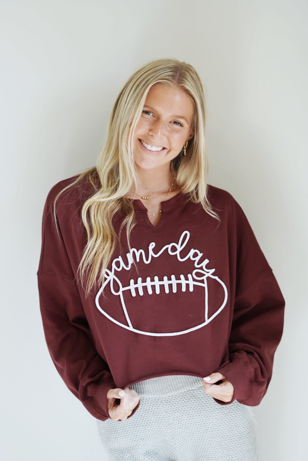 Gwen Game Day Cropped Crewneck Top