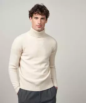 HARTFORD Off White Merino Wool Seamless Roll Neck