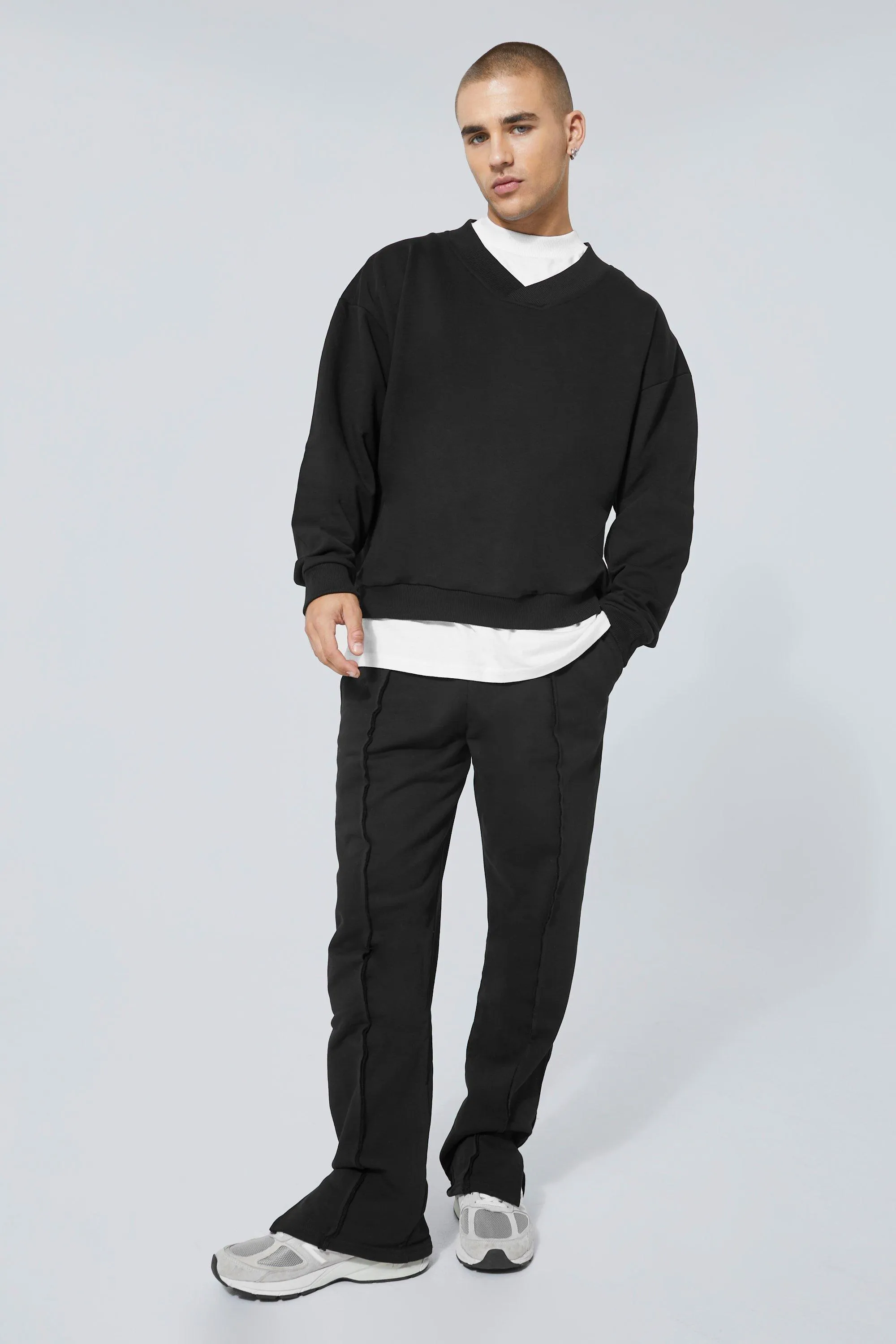 Heavyweight Loopback V Neck Sweater Tracksuit