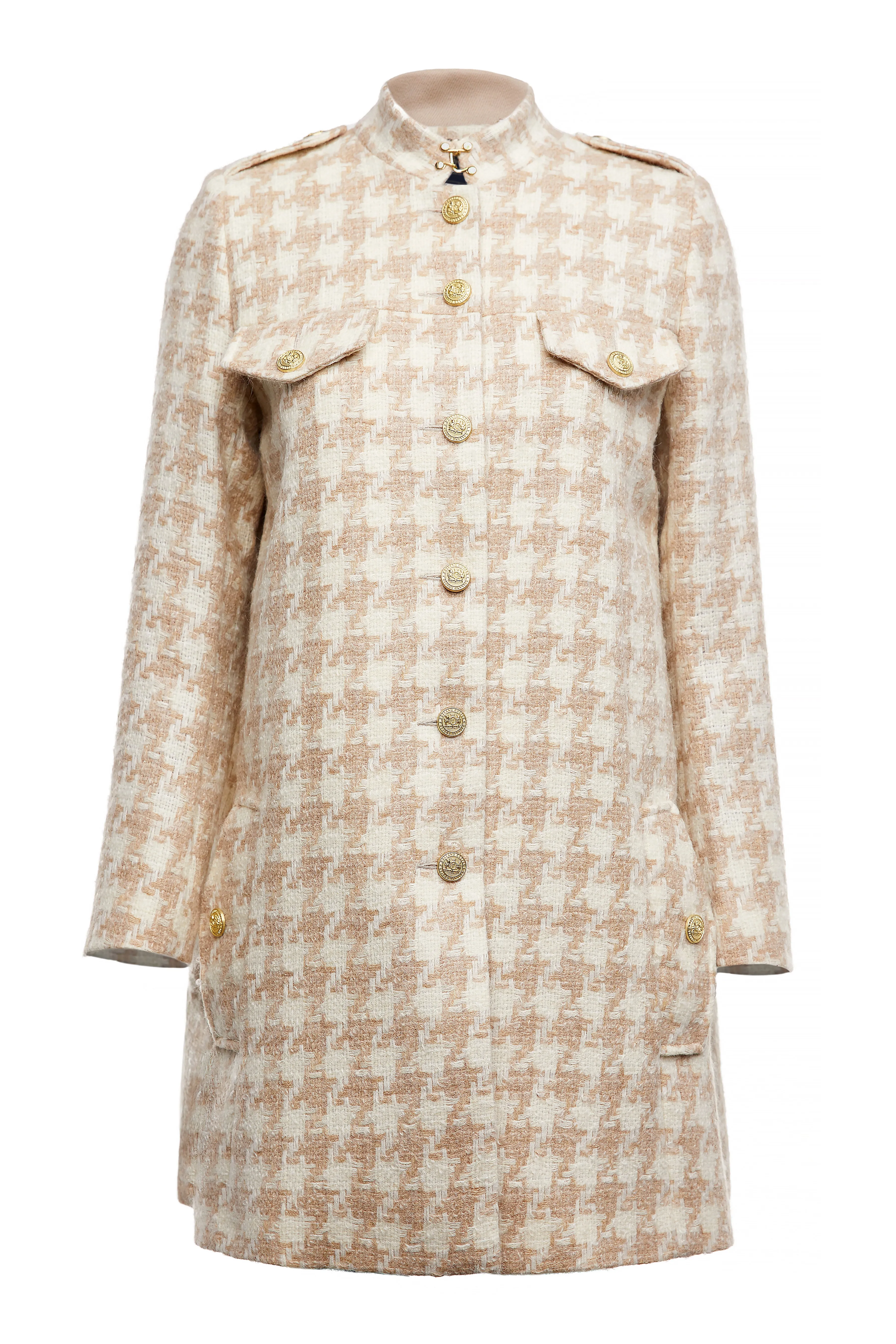 Highbury Cape Coat (Camel Houndstooth)