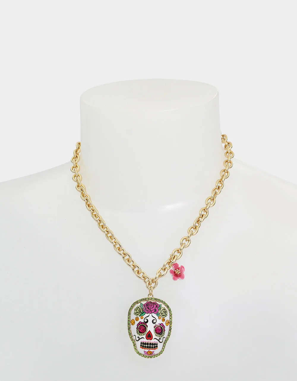 HOLA TO LOVE SKULL NECKLACE MULTI PINK