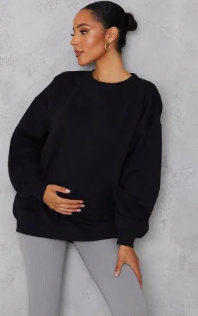 Hoodies & Sweatshirts | Maternity Black Basic Ultimate Sweatshirt | PrettyLittleThing