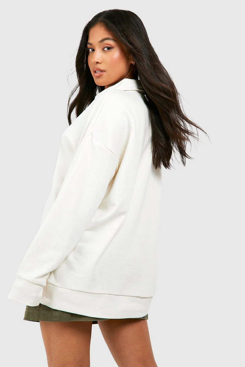 Hoodies & Sweatshirts | Petite Collard V Neck Sweatshirt | boohoo