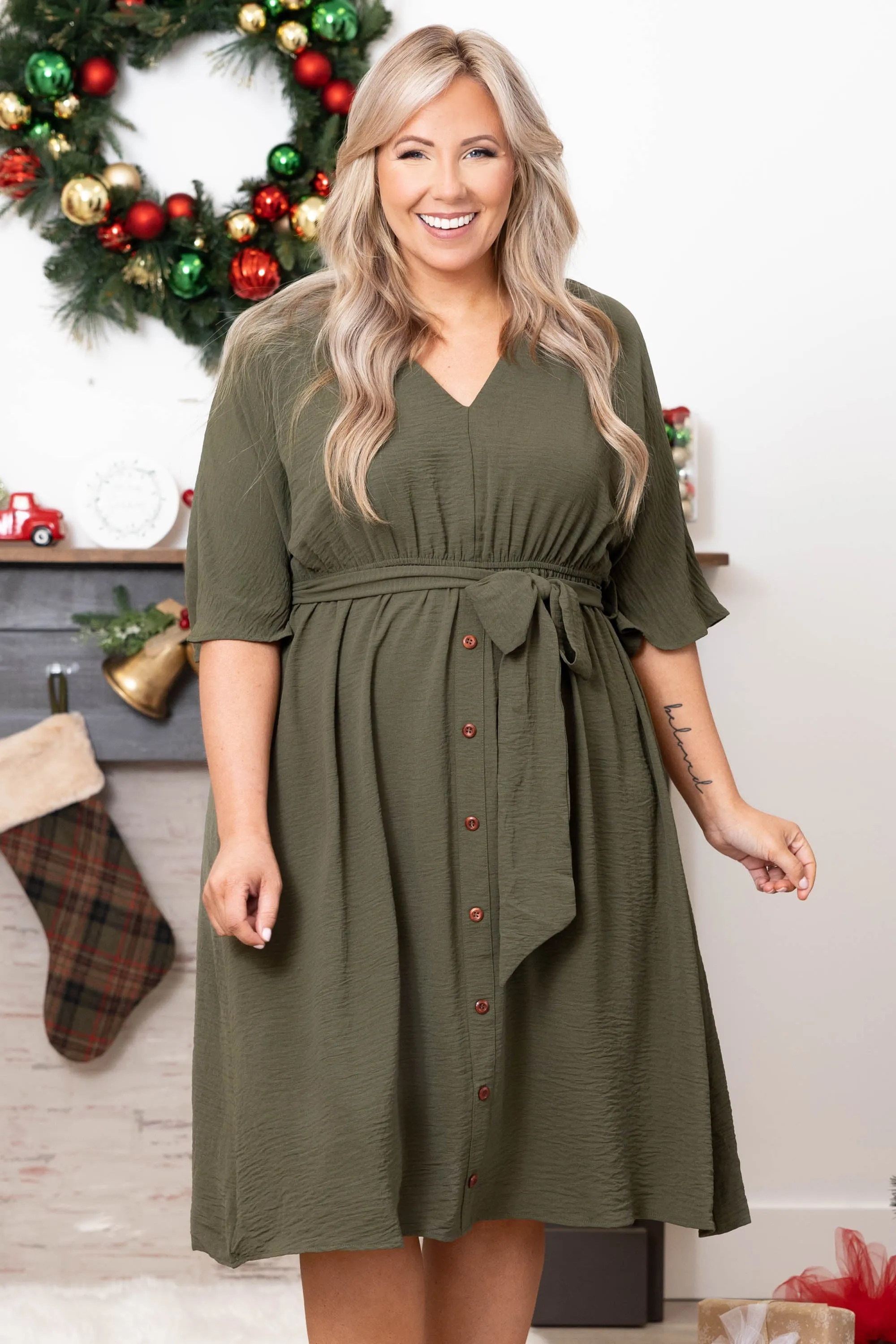 Hopelessly Yours Dress, Olive