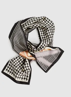 Houndstooth & Floral Print Scarf