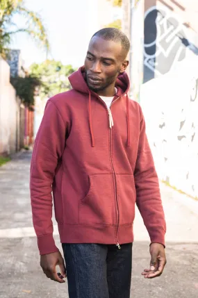 Iron Heart Ultra-Heavy Loopwheeled Hoodie - Zip-Up Burgundy