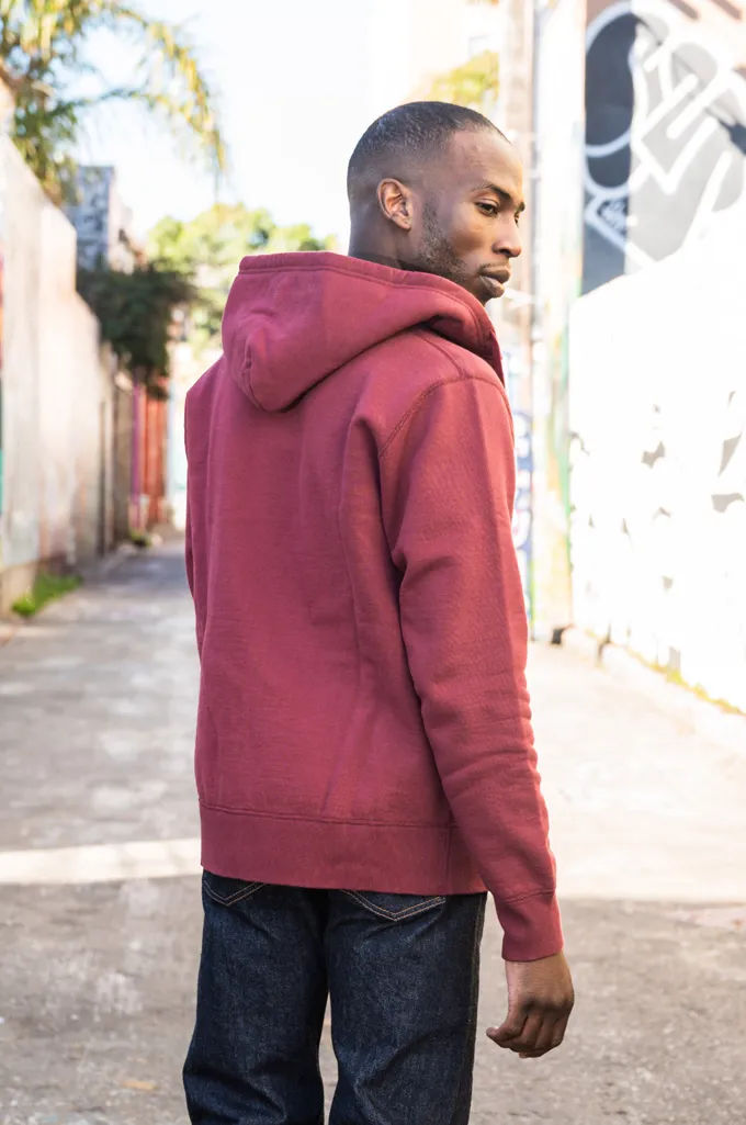 Iron Heart Ultra-Heavy Loopwheeled Hoodie - Zip-Up Burgundy