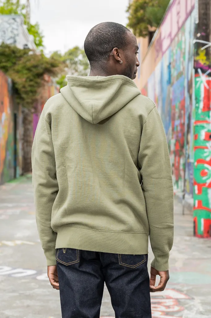 Iron Heart Ultra-Heavy Loopwheeled Hoodie - Zip-Up Olive