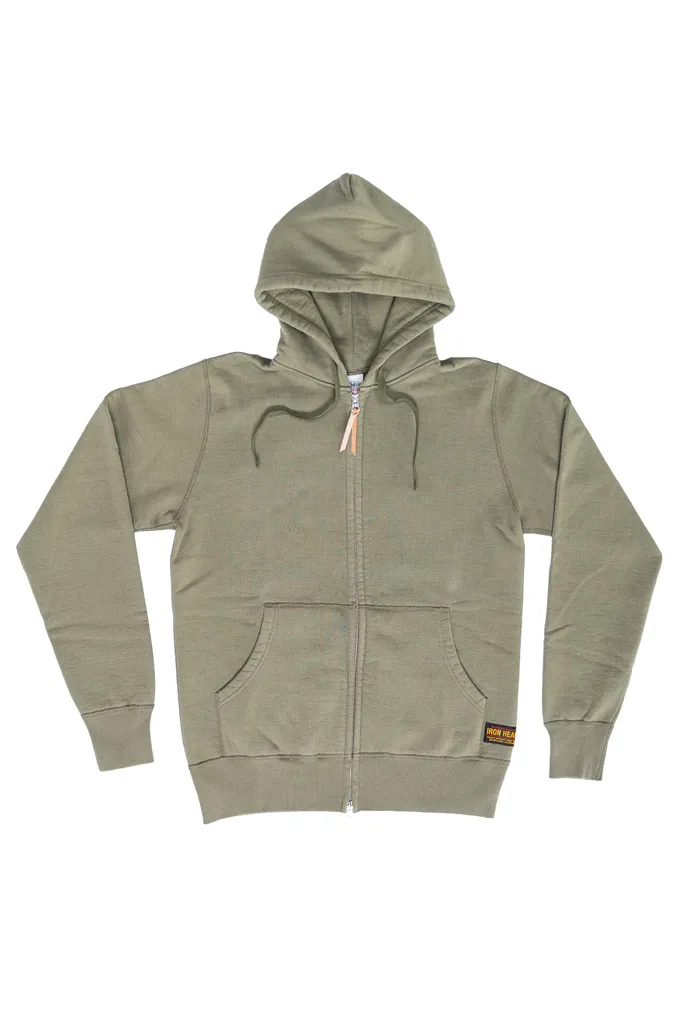 Iron Heart Ultra-Heavy Loopwheeled Hoodie - Zip-Up Olive