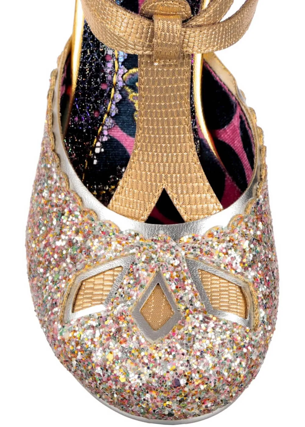 Irregular Choice Golden Age Glitter 20's Pumps Rose Gold