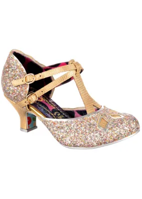 Irregular Choice Golden Age Glitter 20's Pumps Rose Gold