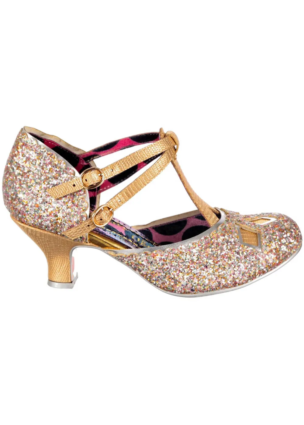 Irregular Choice Golden Age Glitter 20's Pumps Rose Gold