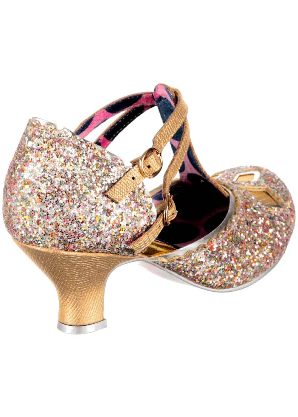 Irregular Choice Golden Age Glitter 20's Pumps Rose Gold