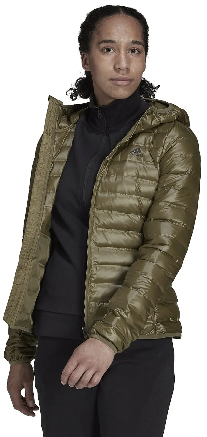 jacket adidas Performance Varilite Down Hooded - Focus Olive - women´s