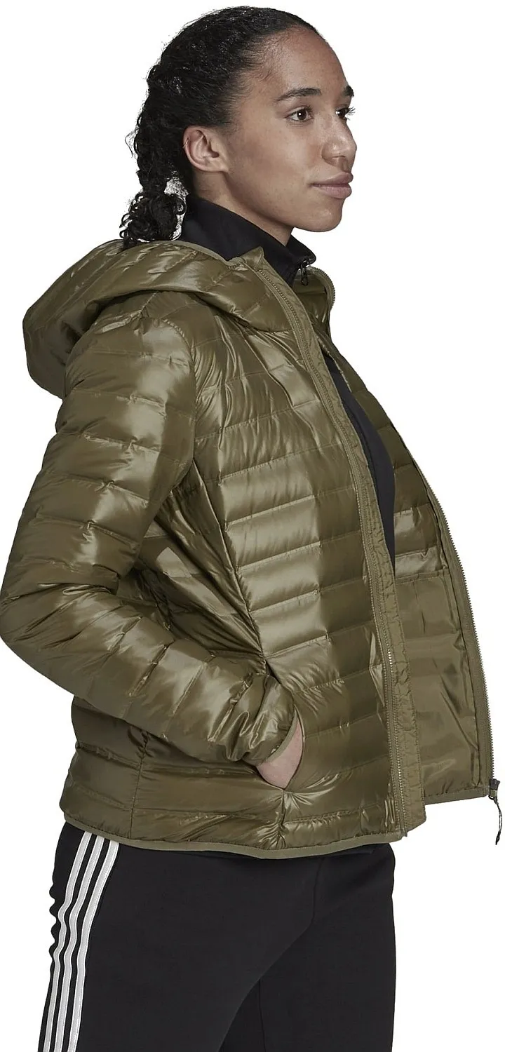 jacket adidas Performance Varilite Down Hooded - Focus Olive - women´s