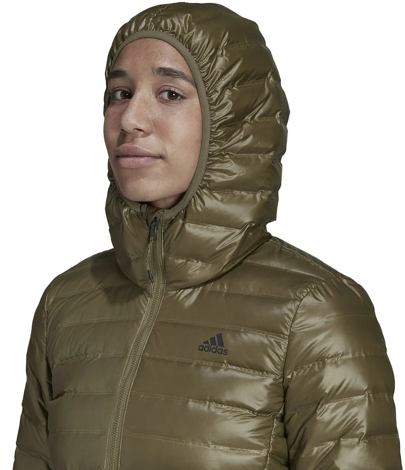 jacket adidas Performance Varilite Down Hooded - Focus Olive - women´s