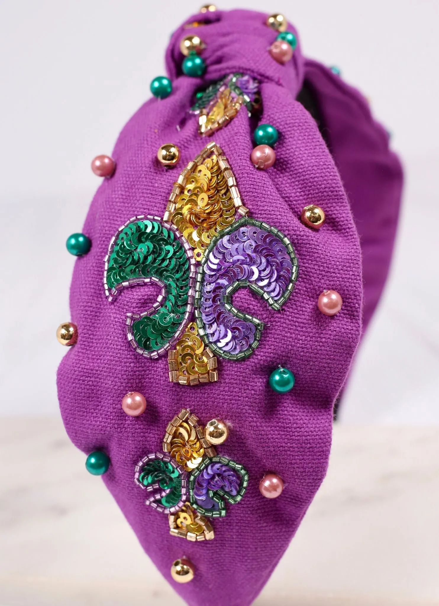 Jazzy Fleur de Lis Embellished Headband PURPLE