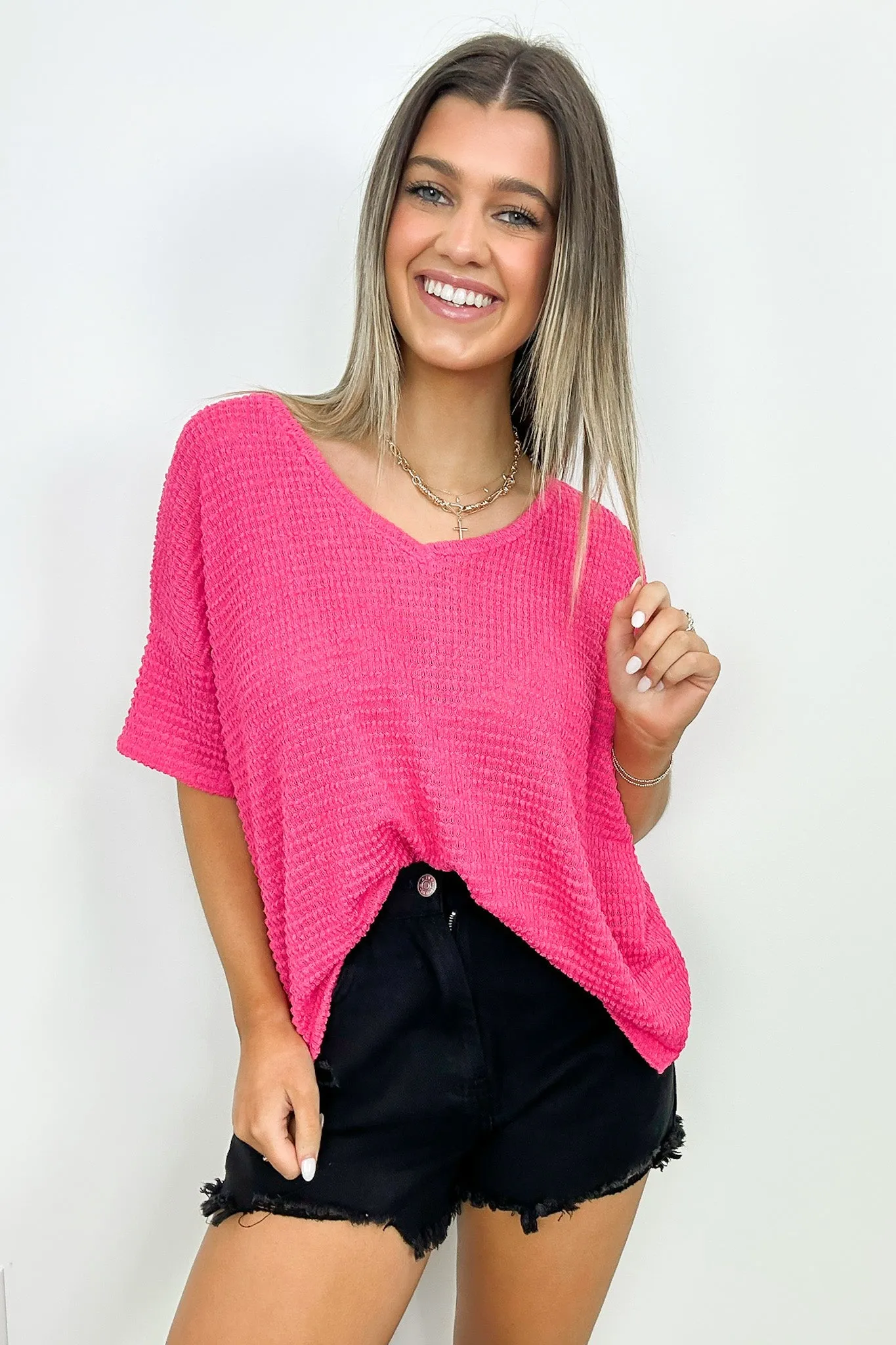 Julietta V-Neck Cropped Short Sleeve Top - BACK IN STOCK