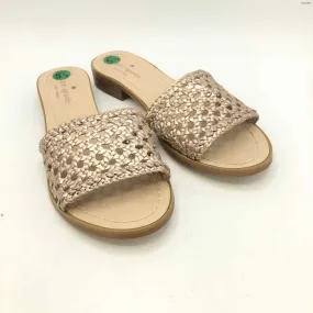 KATE SPADE Tan Rose Gold Leather Woven Sandal Shoe Size 5-1/2 Shoes