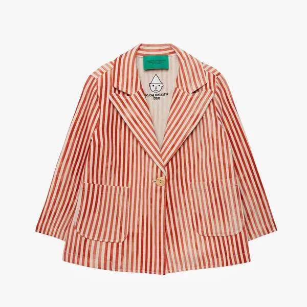 Kids Weekend House Kids Linen Jacket - Red White Stripe