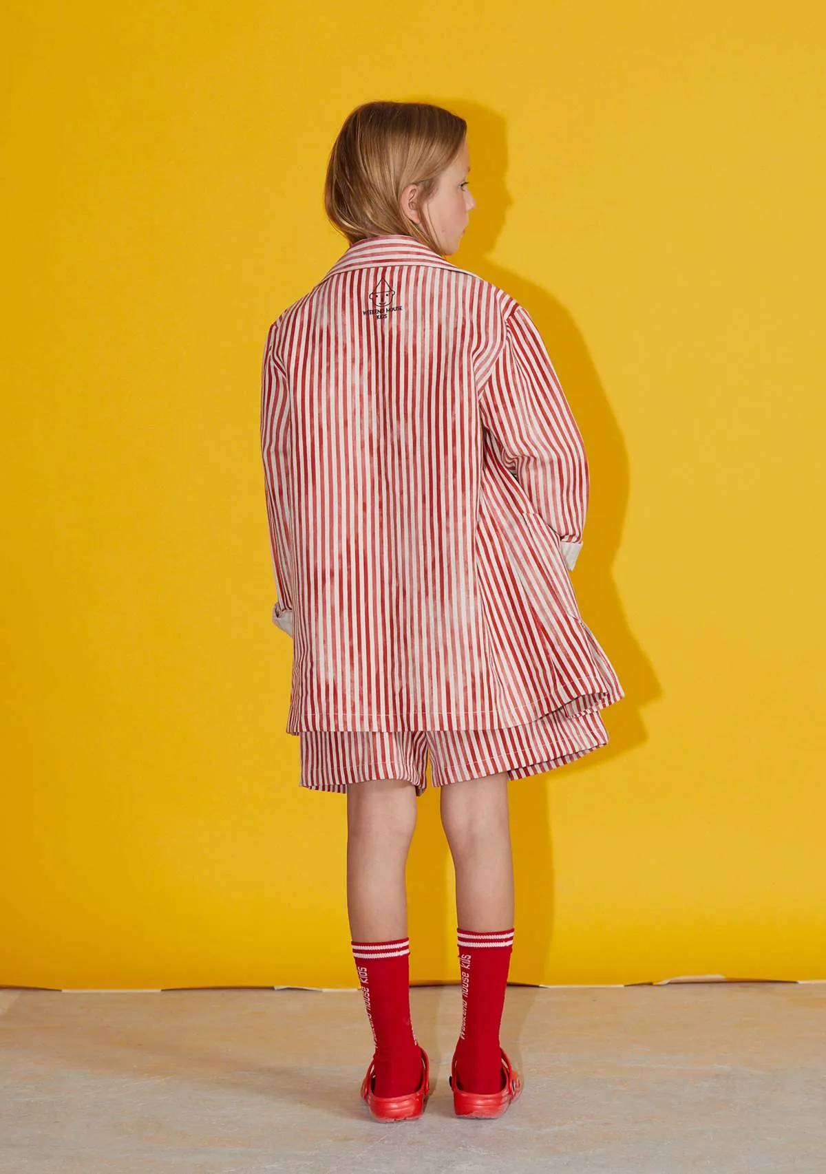 Kids Weekend House Kids Linen Jacket - Red White Stripe