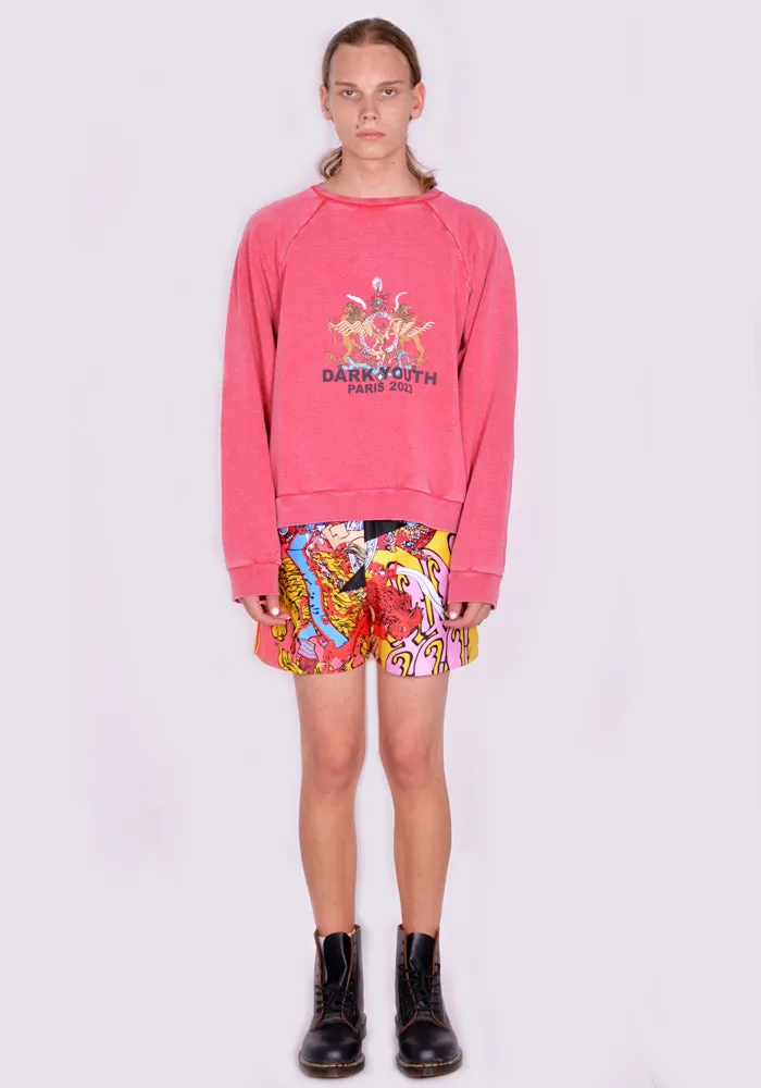 LIBERAL YOUTH MINISTRY LYM04T024 SUNWASHED PRINTED SWEATSHIRT RED