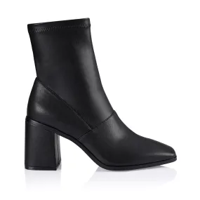 Lila Ankle Sock Boots - Black Stretch PU