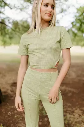 Lime Gingham Set Crop Top