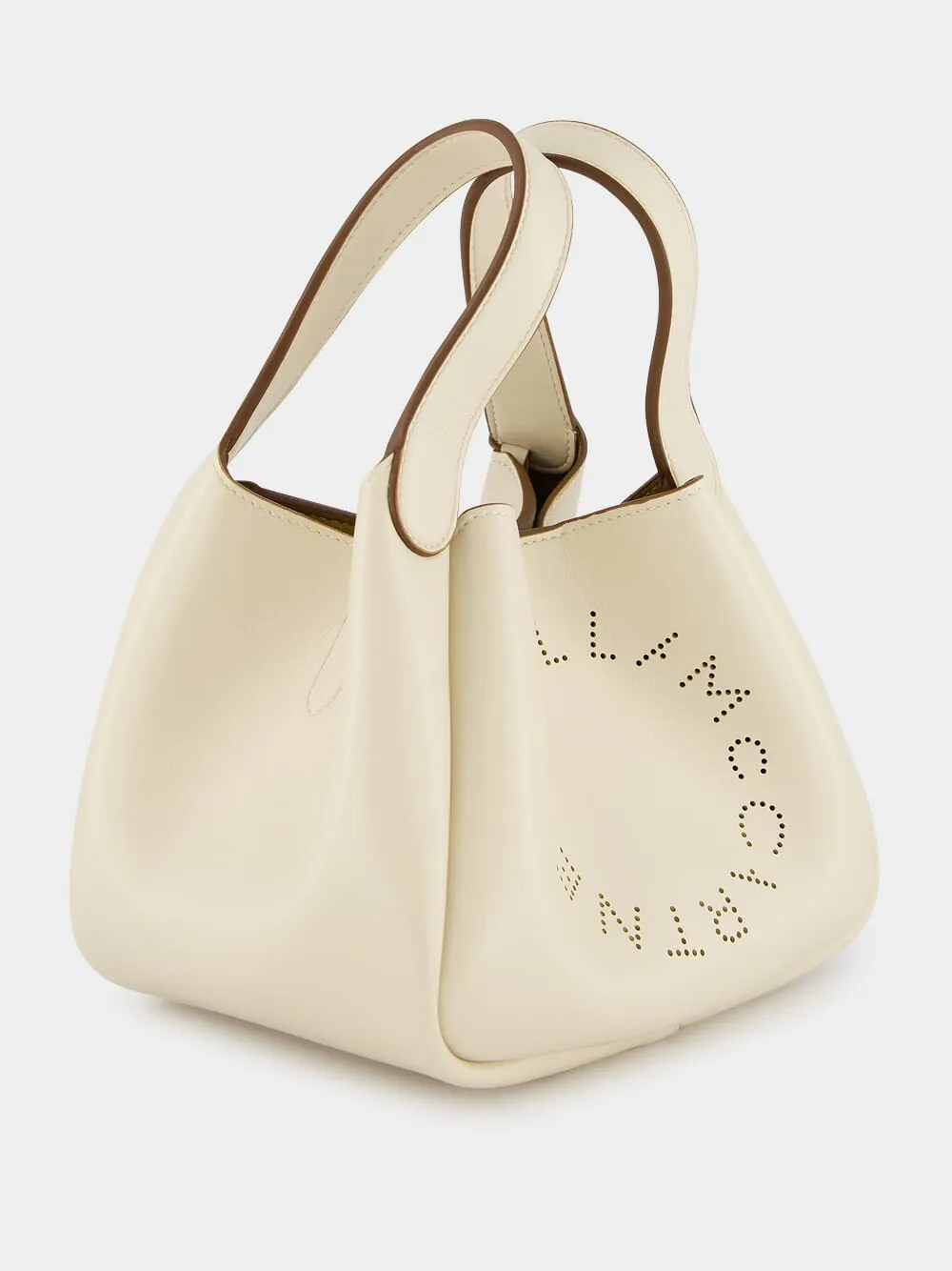 Logo Double Top Handle White Crossbody Bag