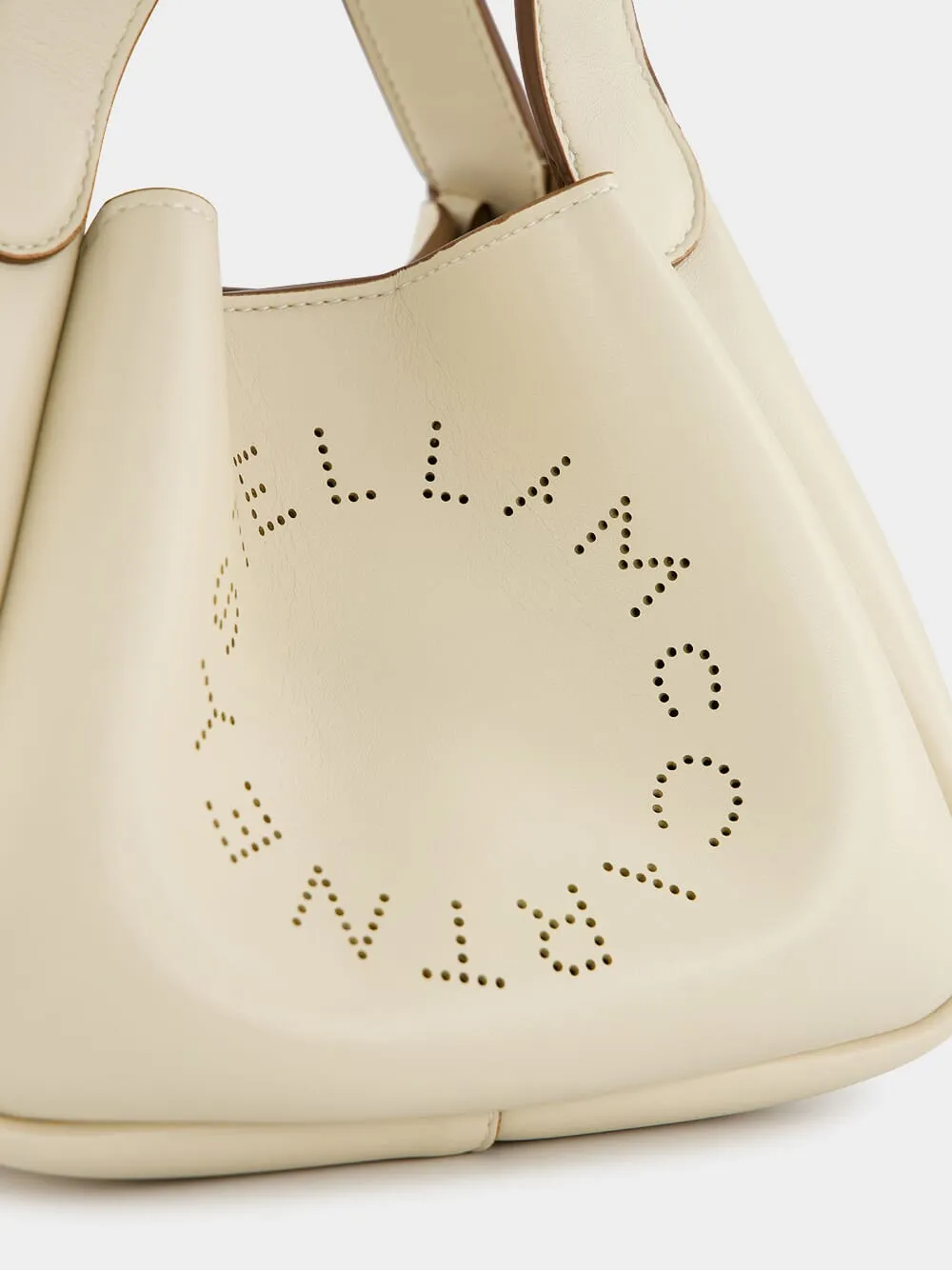 Logo Double Top Handle White Crossbody Bag