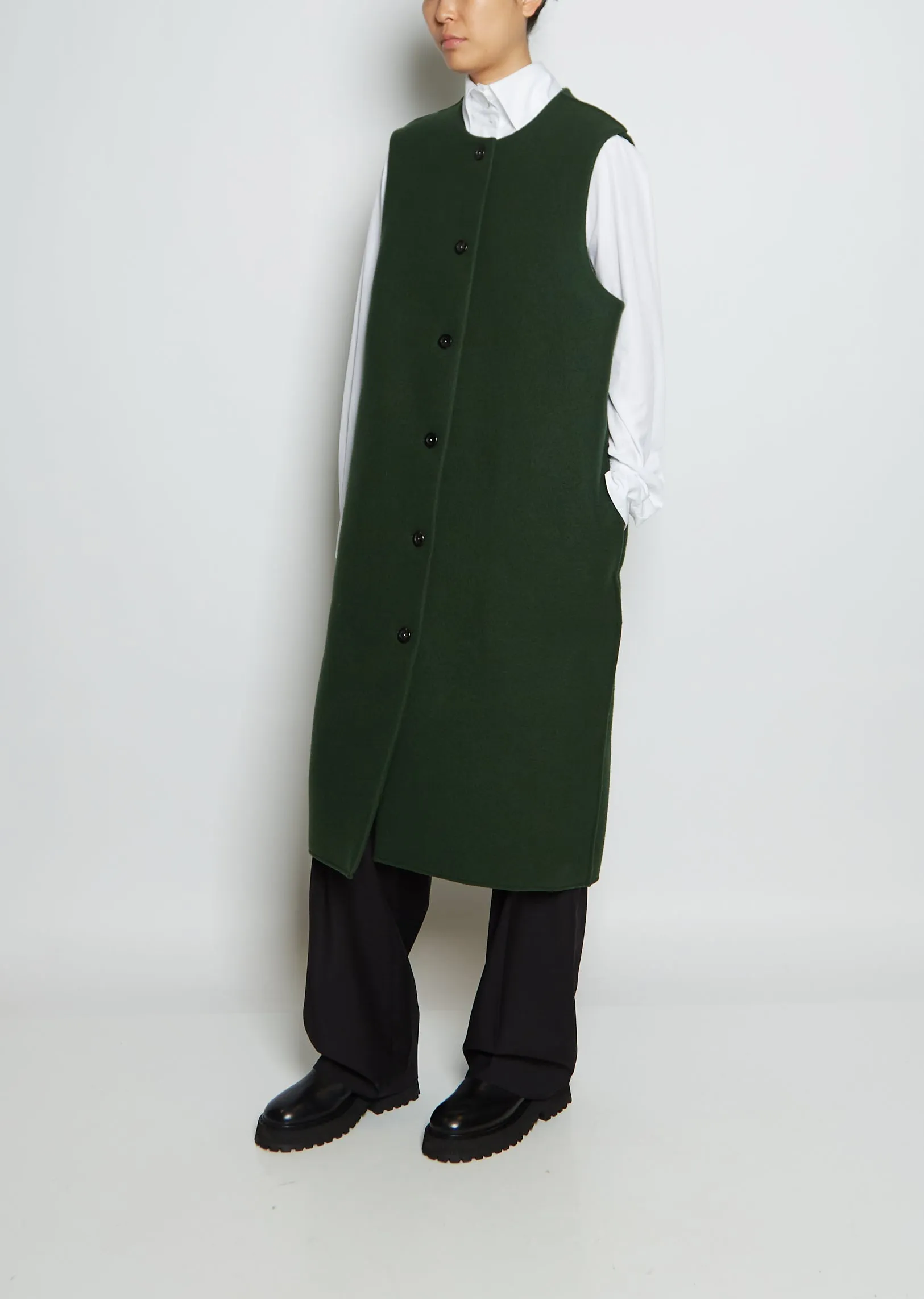 Long Off Washed Wool Coat