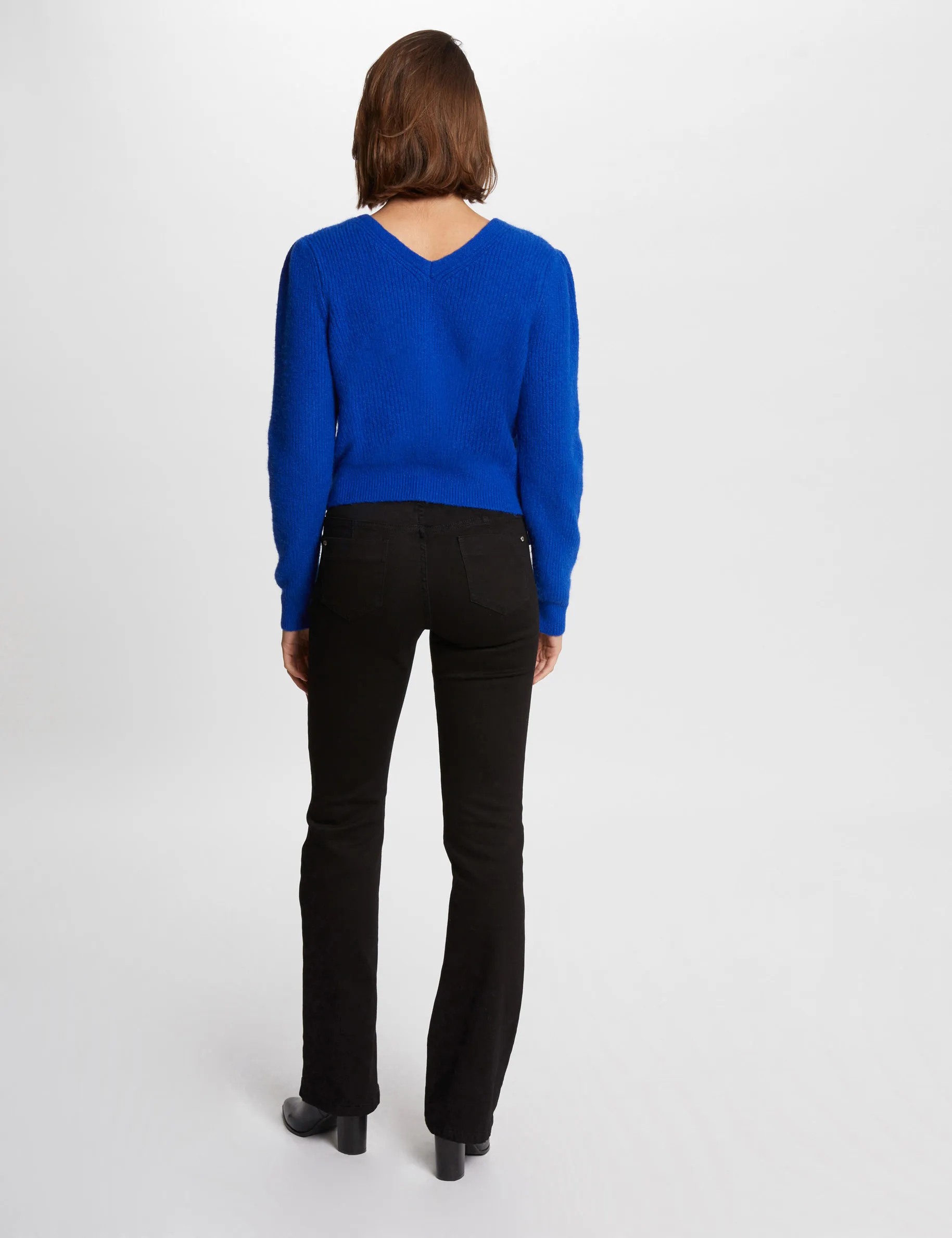 Long-sleeved cardigan V-neck electric blue women