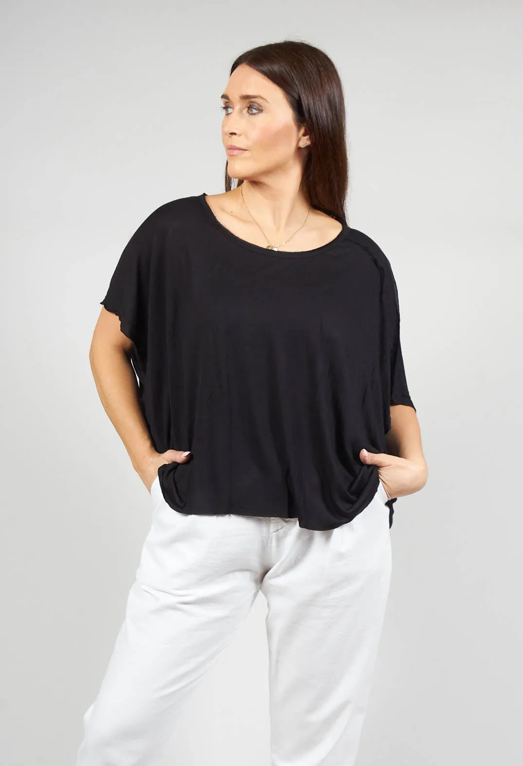 Loose Fit Jersey Top in Original Black