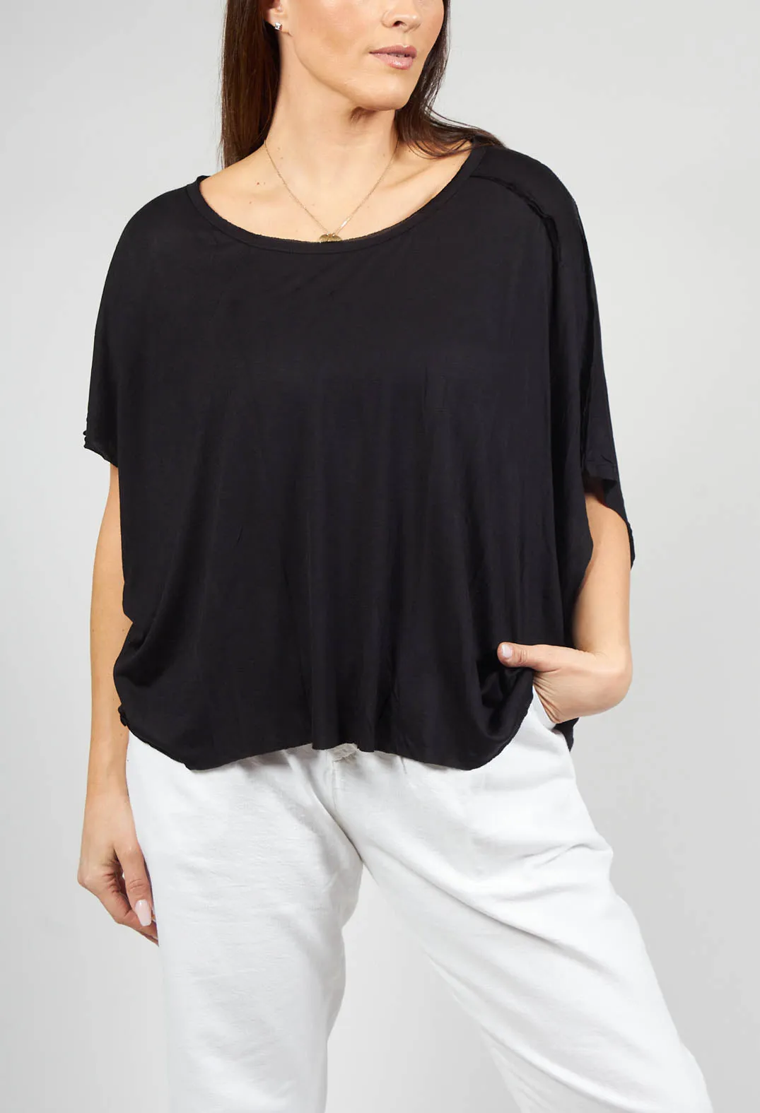 Loose Fit Jersey Top in Original Black