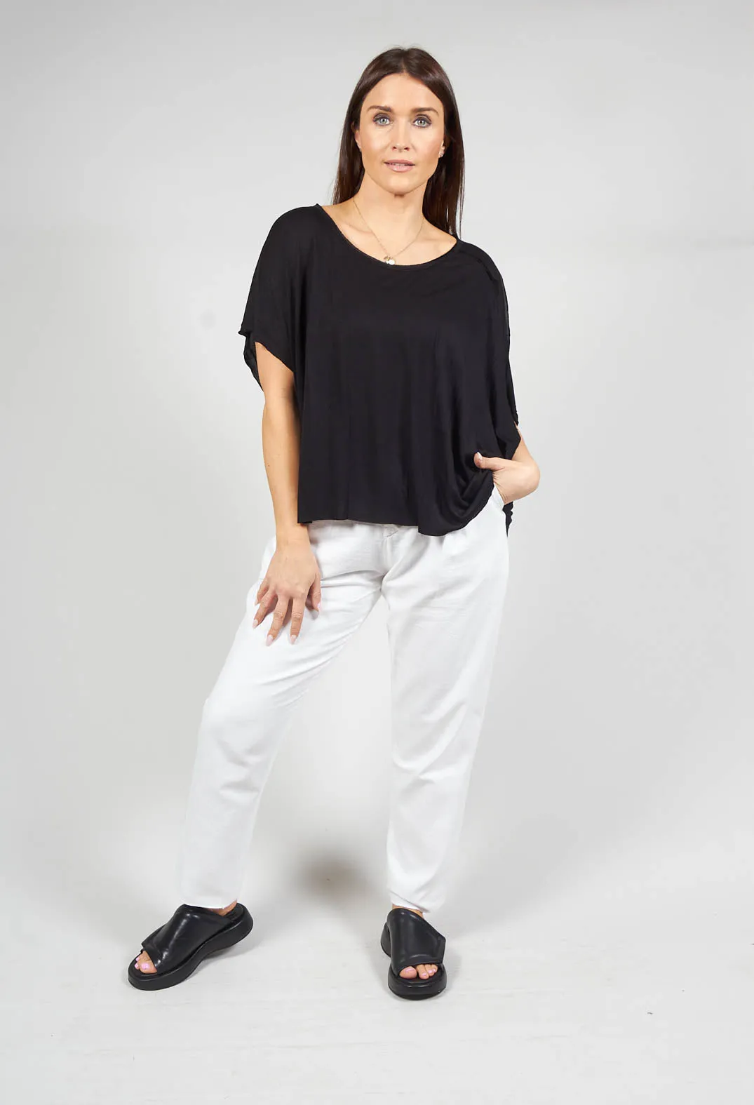 Loose Fit Jersey Top in Original Black