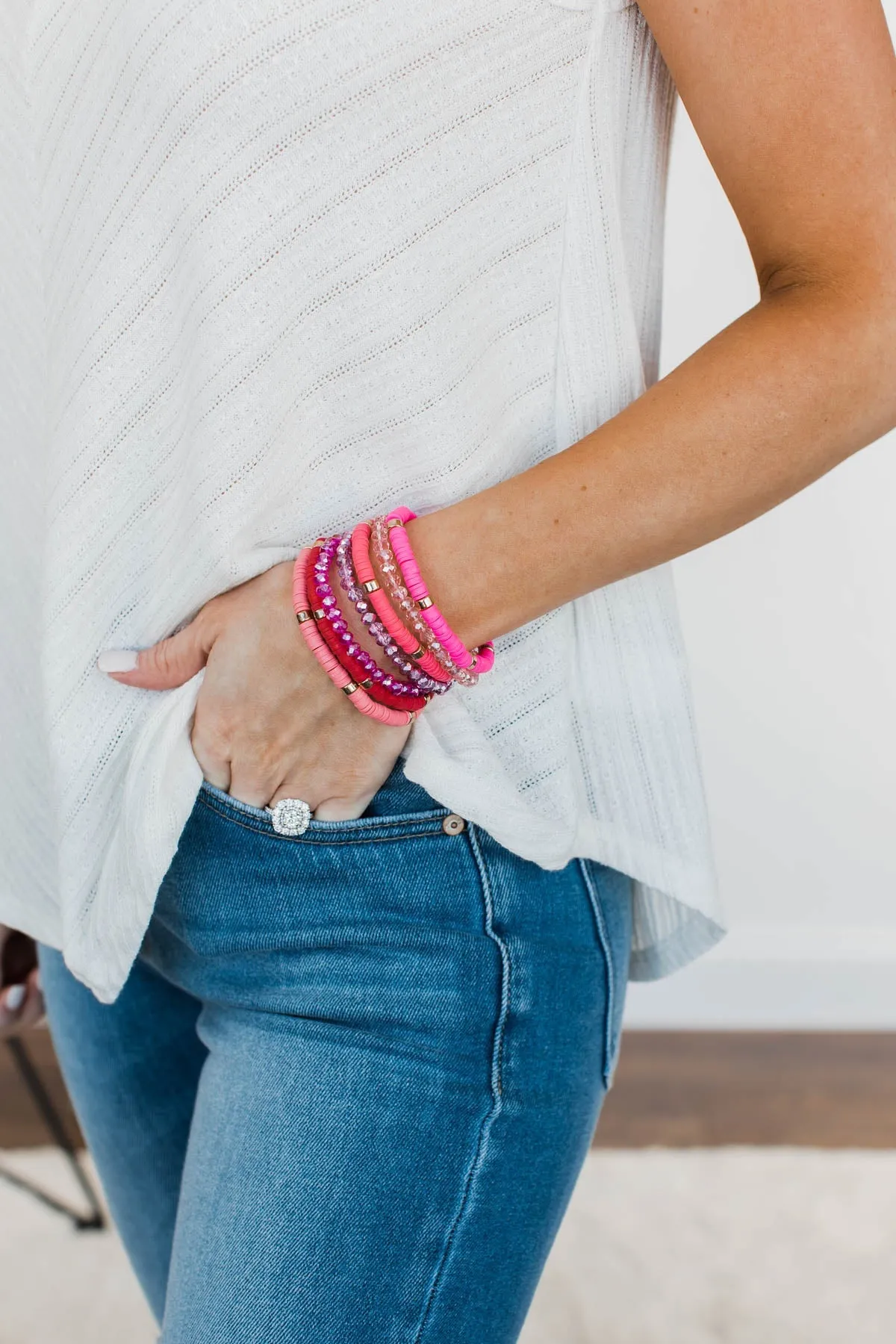 Love Being Girly Bracelet Set- Pink